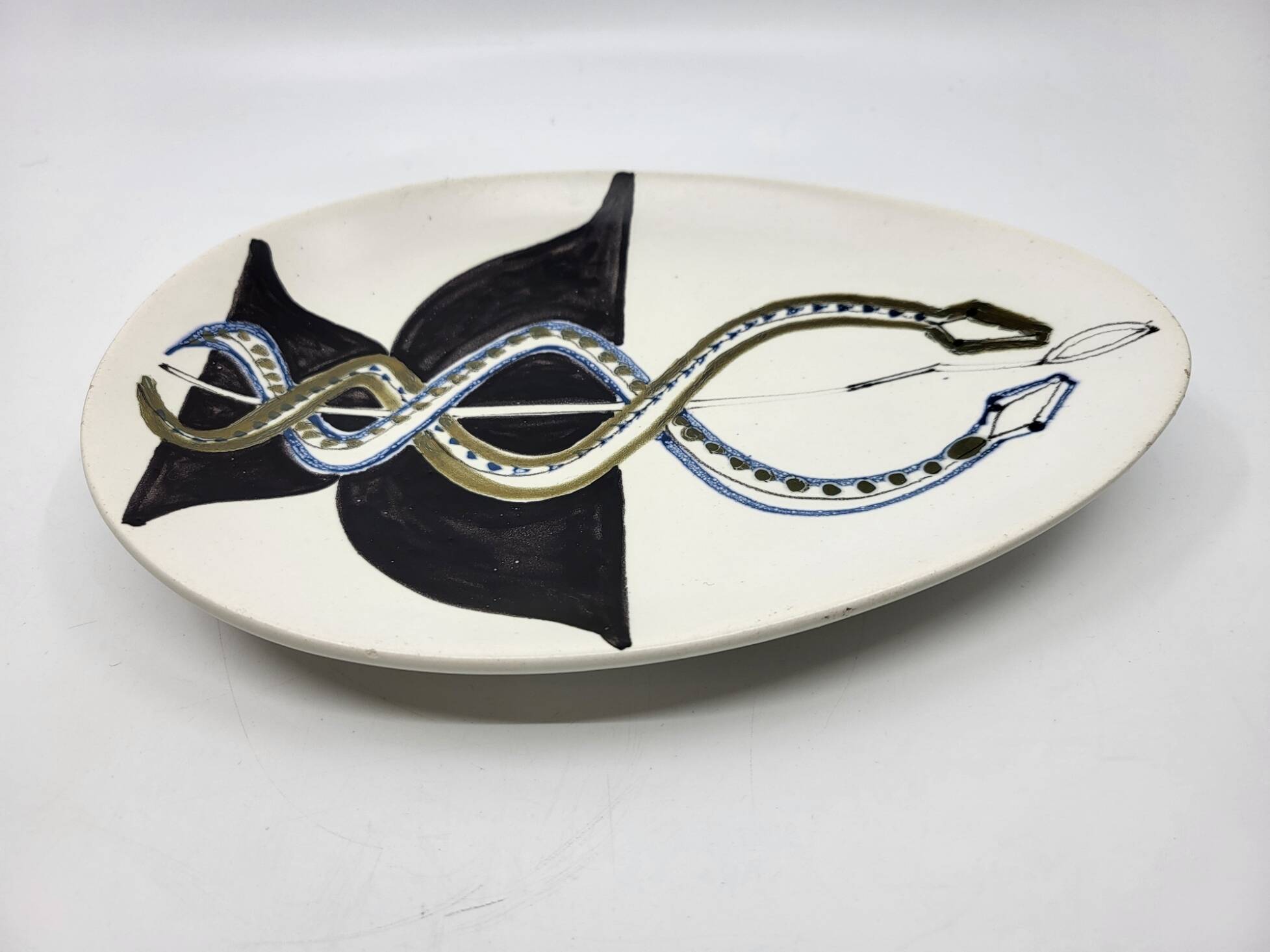 Cup Vide Poche Roger Capron Serpents decor ceramic France 1950