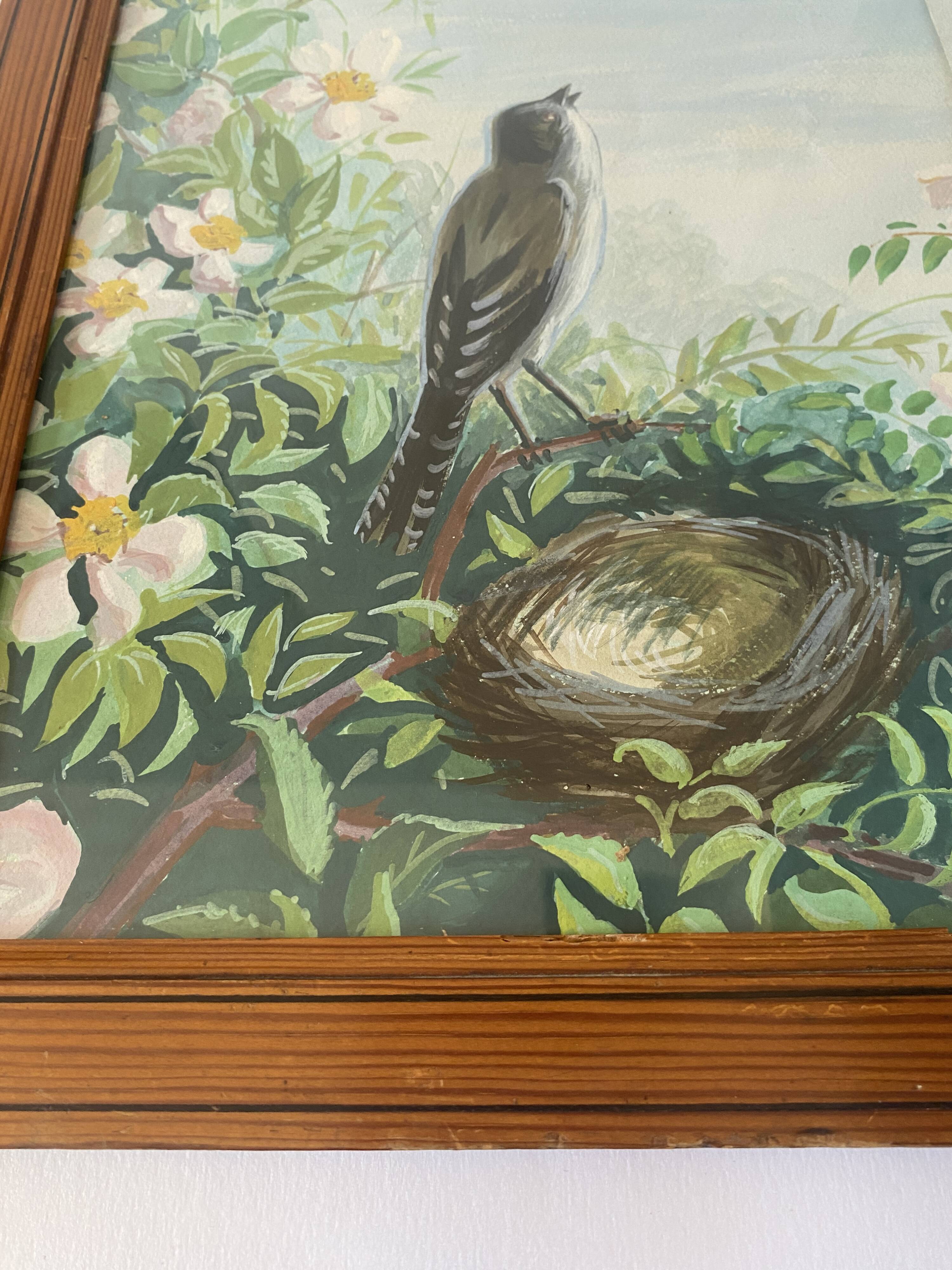 Acrylic drawing and varnished wooden frame