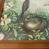 Acrylic drawing and varnished wooden frame