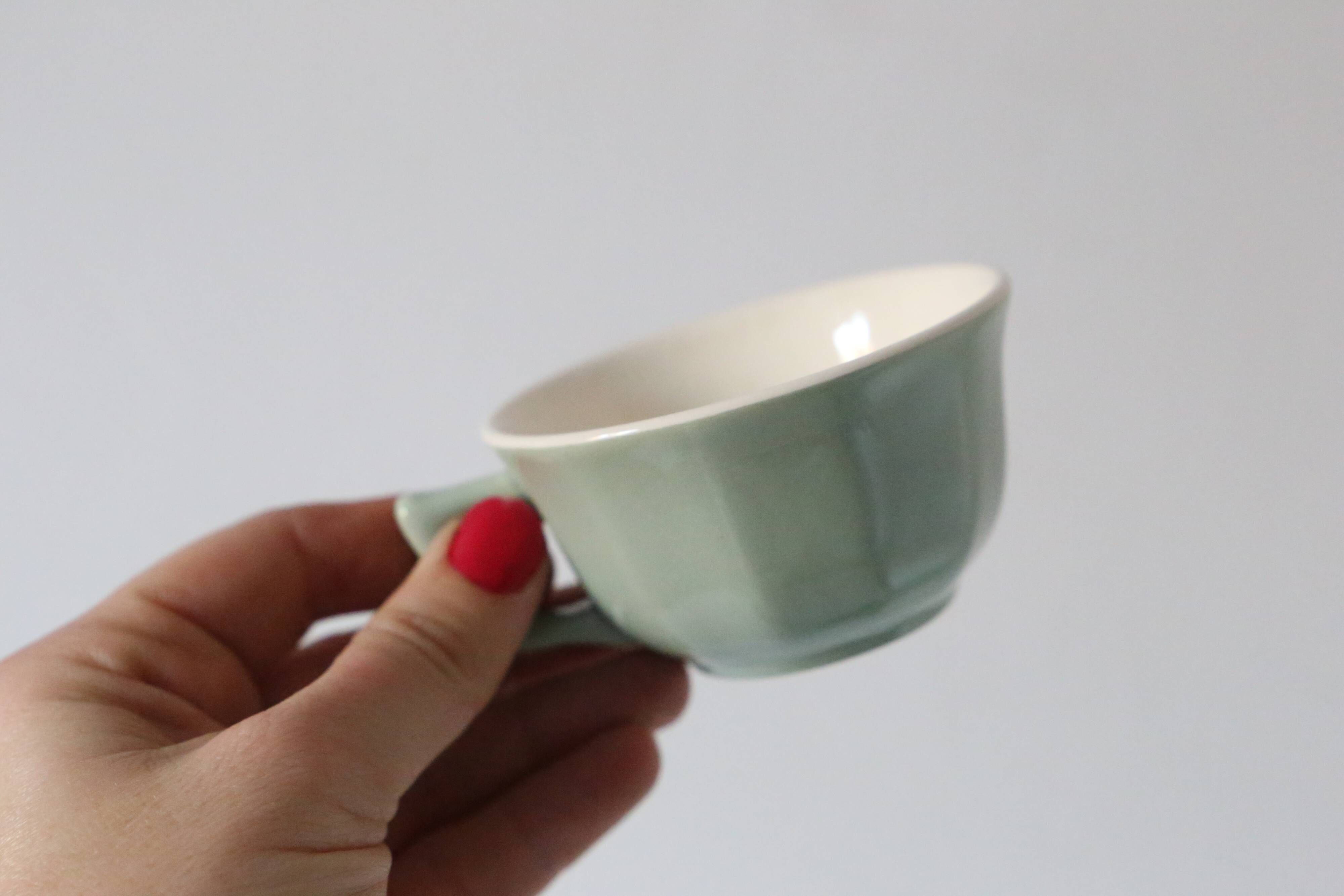 Ensemble de 4 tasses vertes et beiges Villeroy et Boch, vintage