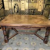 Louis XIII style farmhouse table with integrated extensions