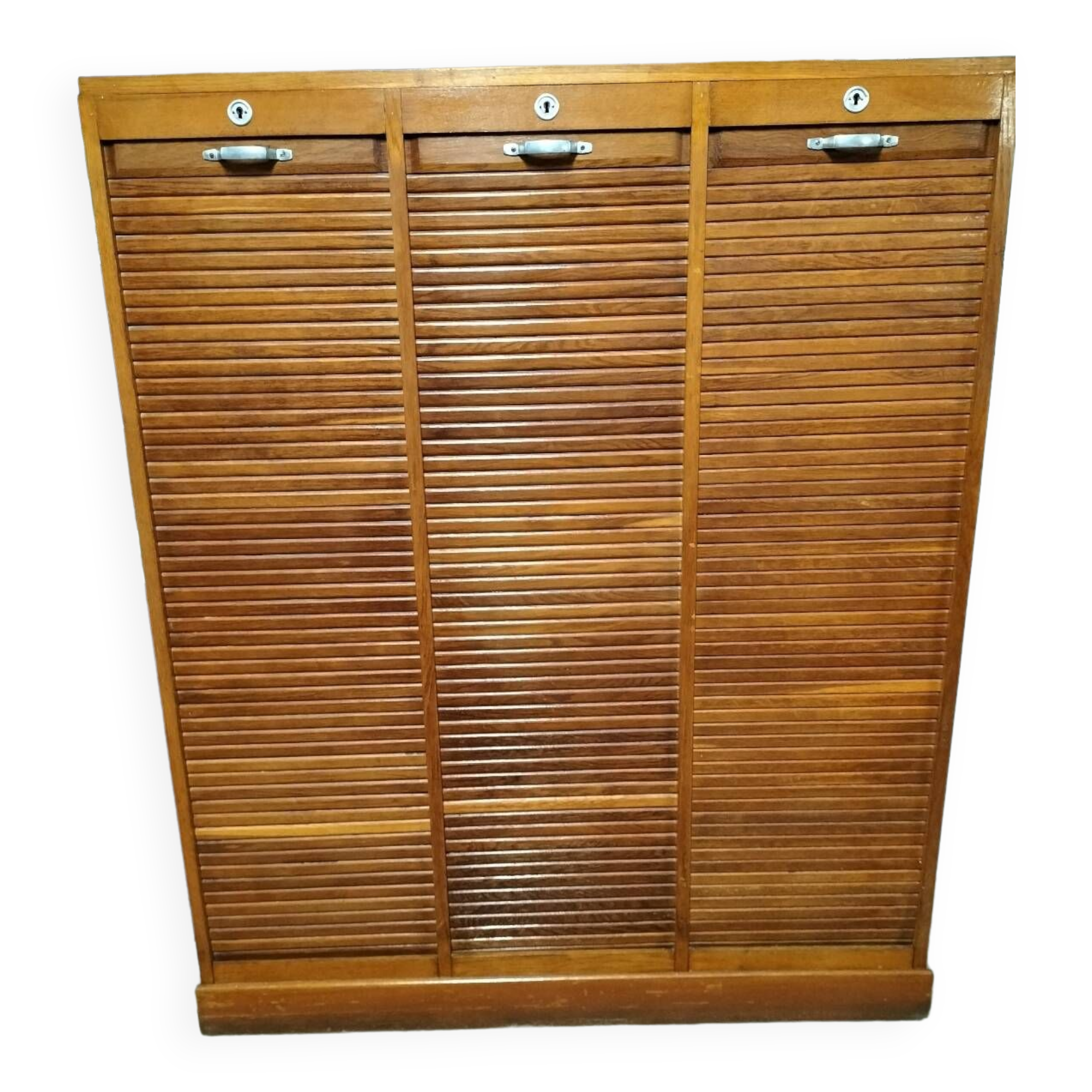 1950s curtained file cabinet