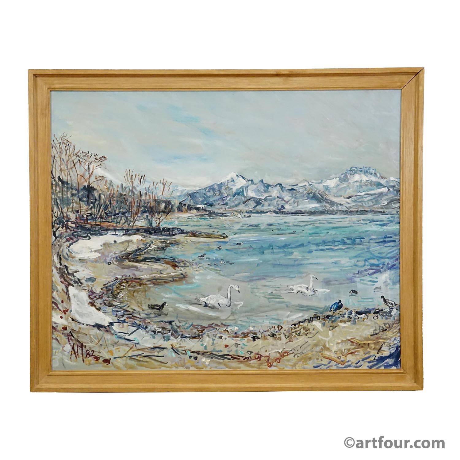 Alexander Michael - Lake Chiemsee in Bavaria oil on canvas 1982