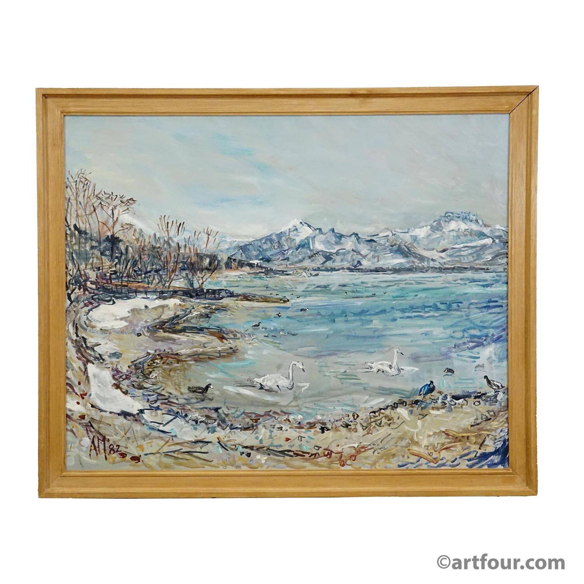 Alexander Michael - Lake Chiemsee in Bavaria oil on canvas 1982