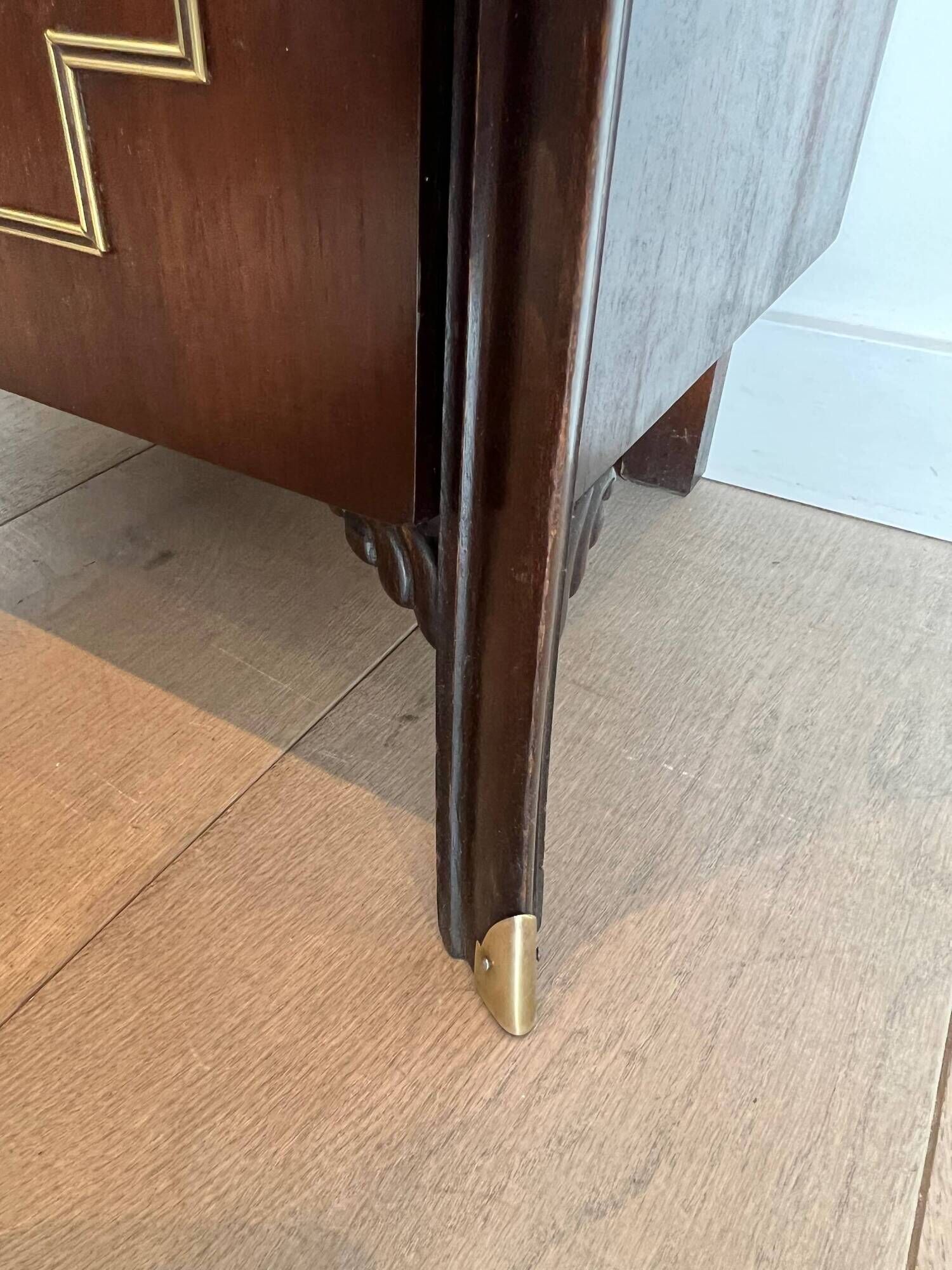 Pair of Occasional Tables with Mahogany Doors and Brass Inlays. Work F