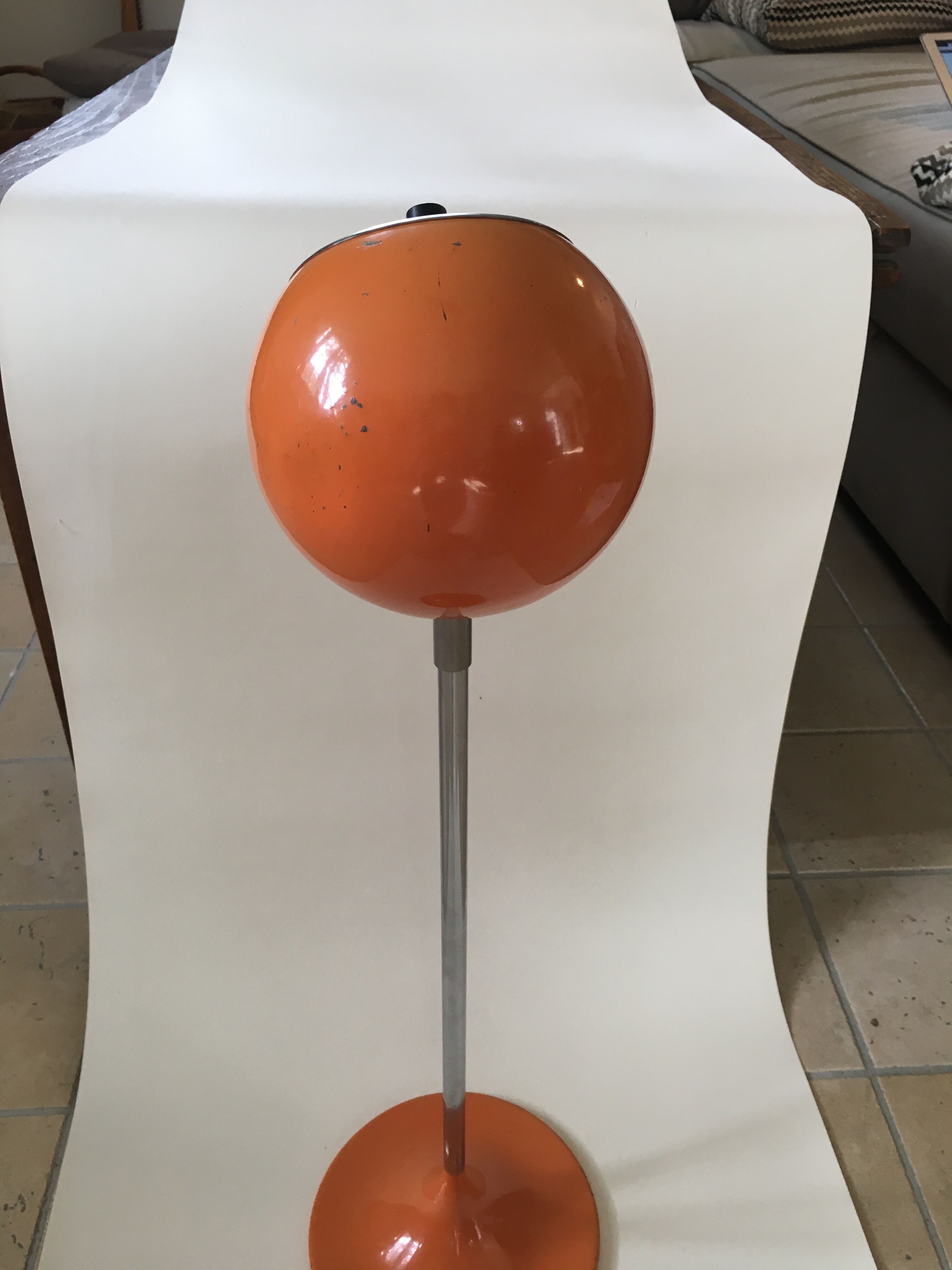 Standing ashtray, orange, 1970s