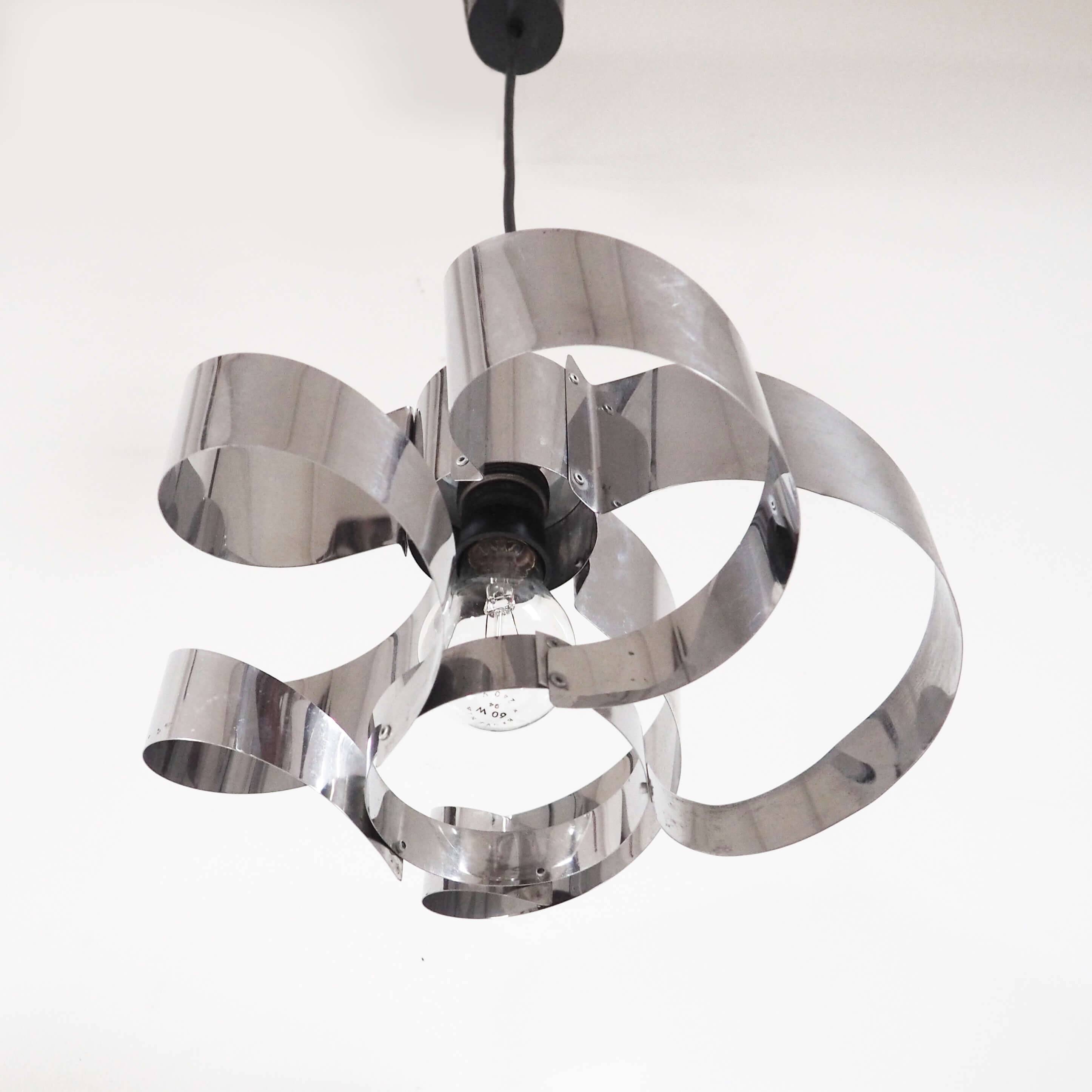 Space age pendant light stainless steel blades