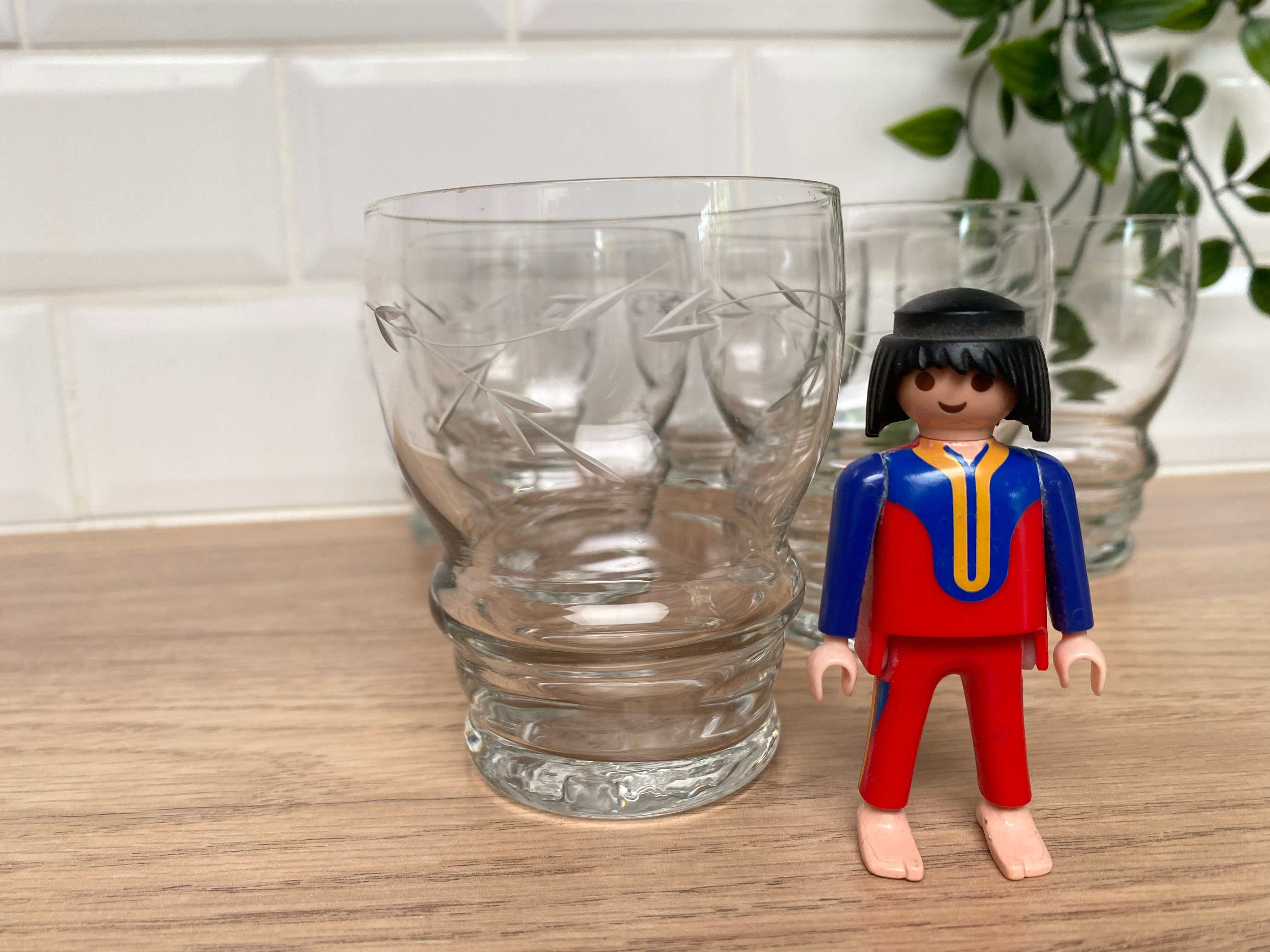 Set de 6 verres à eau en verre gravé