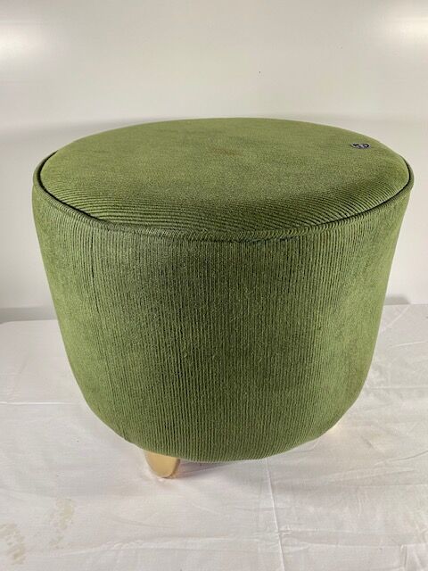 English green velvet pouf
