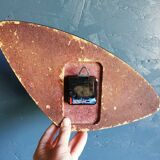 Vintage formica clock asymmetrical silent wall clock "Vedette transistor gray"