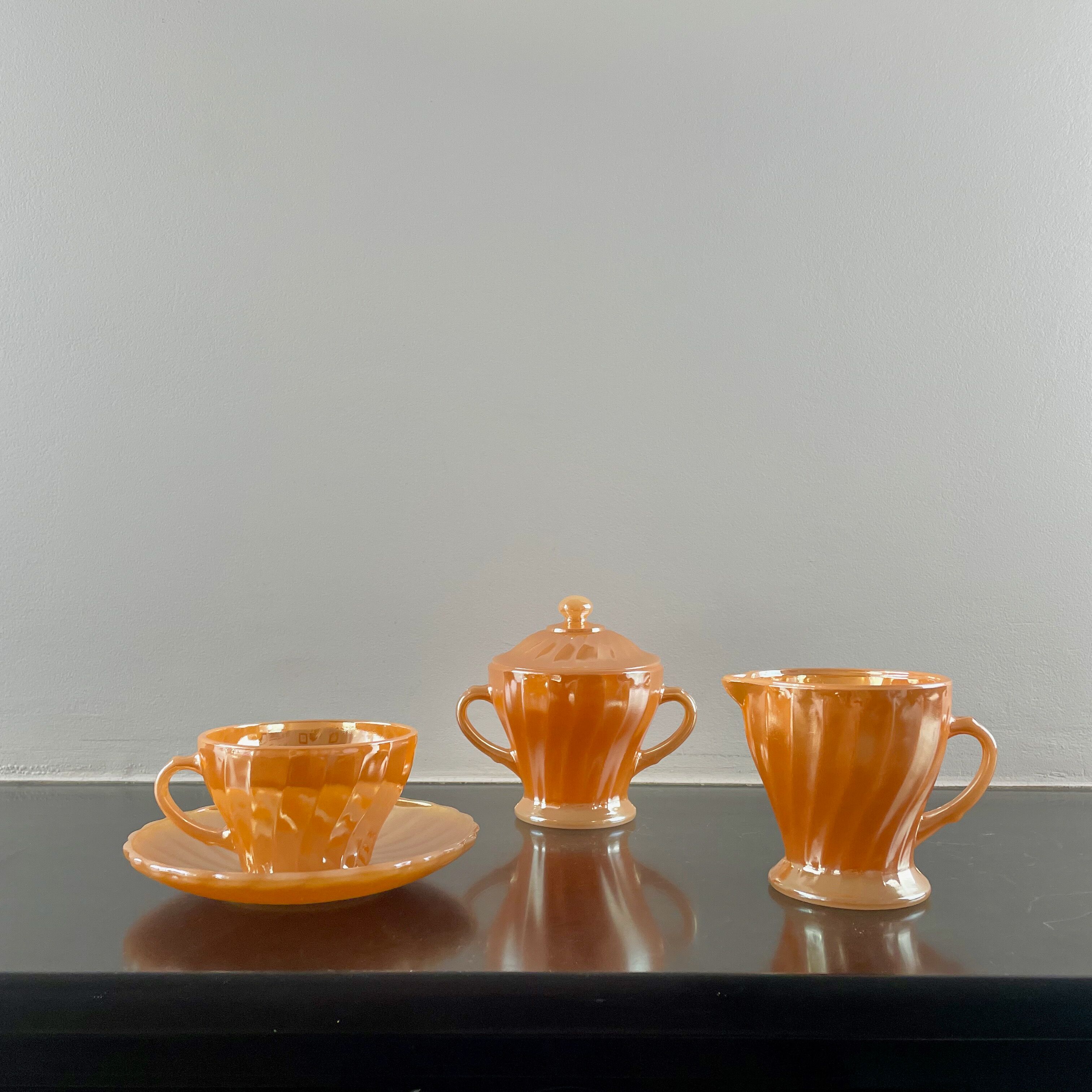Anchor Hocking Pearl Orange Tea/Coffee Service
