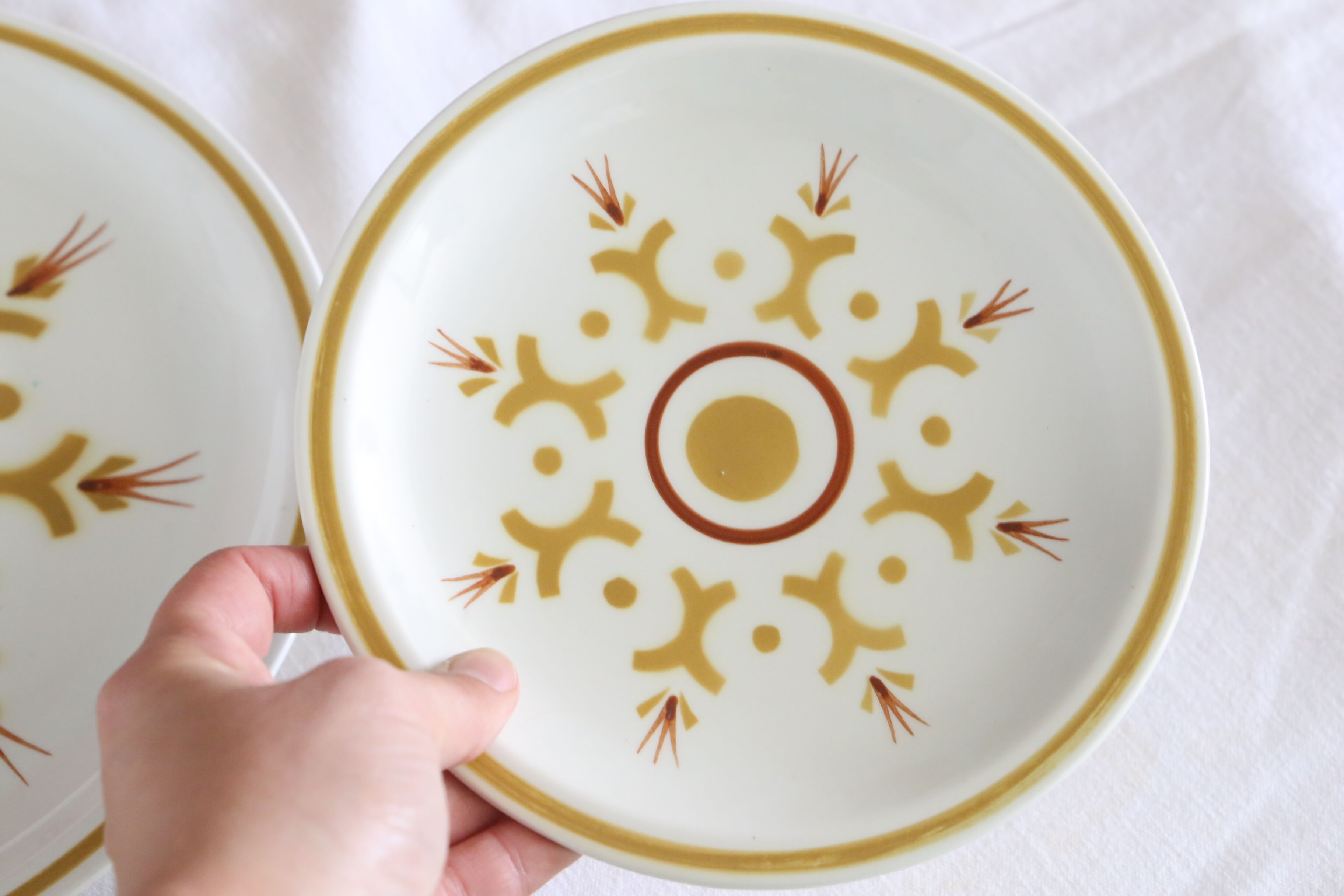 Longchamp dessert service, 10 plates and 1 dish, Vintage