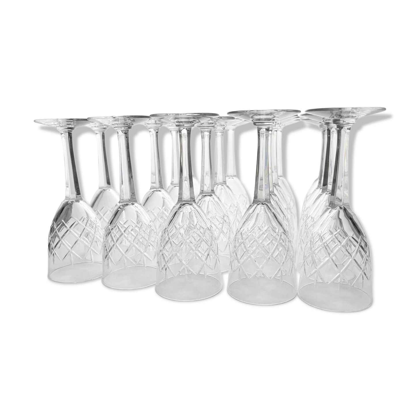 Verres à pied en cristal, ancien année 50