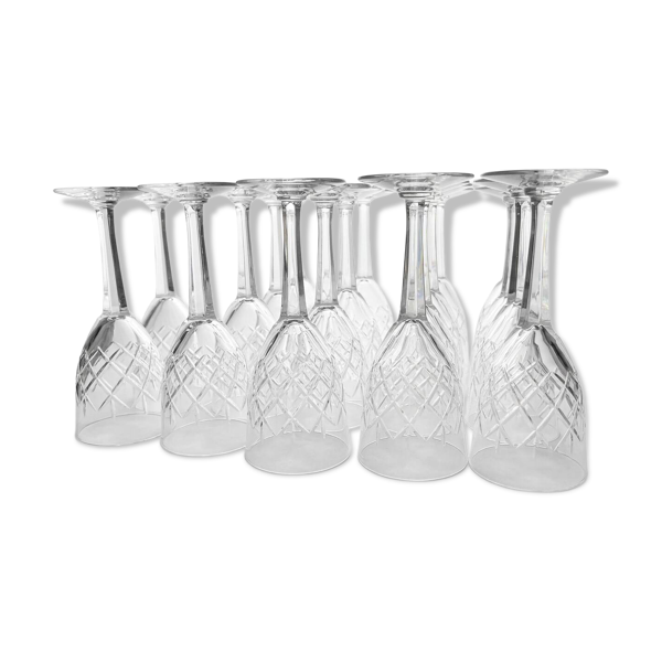 Verres à pied en cristal, ancien année 50