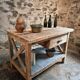 Vintage French industrial workbench – 1920s/1930s oak and pine table with drawer