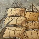 Oil on canvas three masted ship