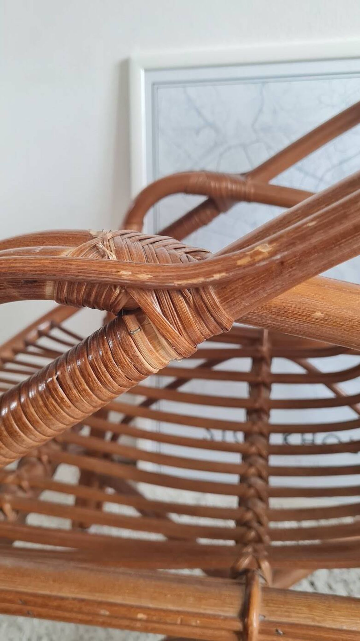 Paire de fauteuils en rotin vintage circa années 70