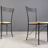 Vintage black metal and wicker italian bistro chairs.  Beautiful, elegant i