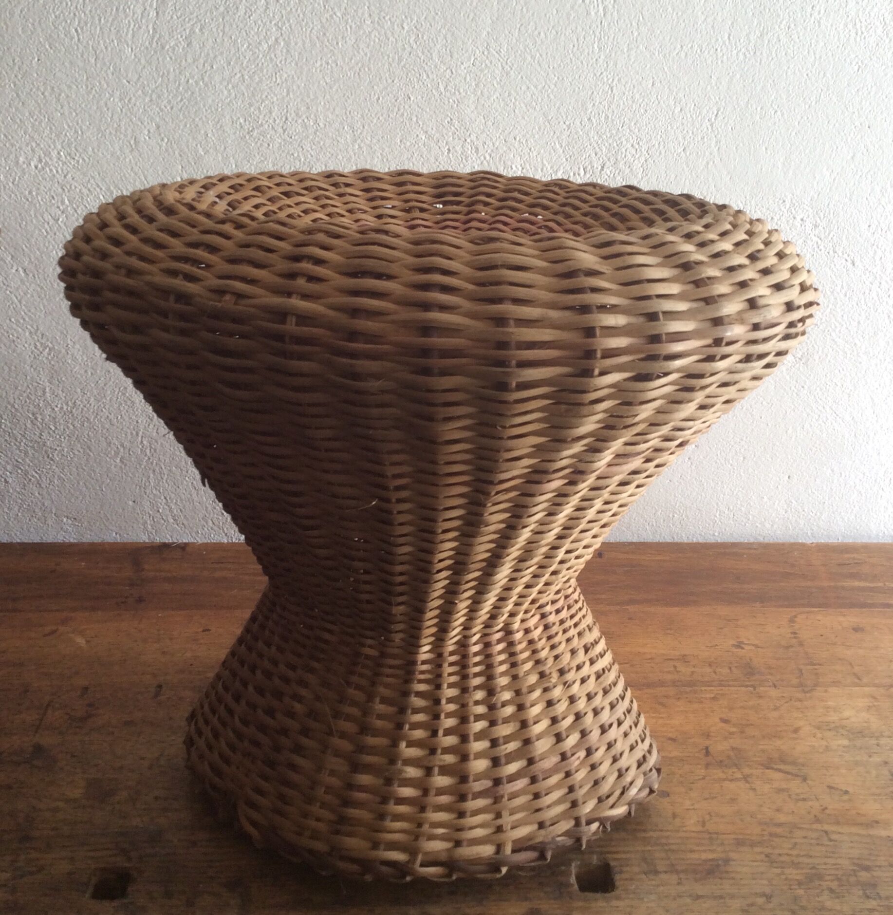 Set of two stools, poufs, braided natural fibers