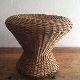 Set of two stools, poufs, braided natural fibers