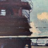 Vintage Oil Painting Industrial Landscape signed ÖRJAN WALLERT (1949)