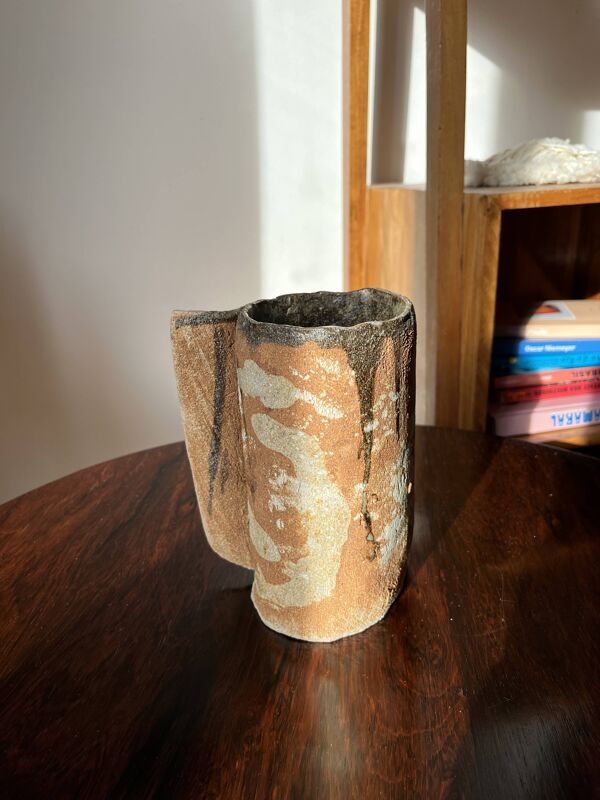 Vase en grès de Claude Gaget, grès de la Borne, années 70