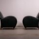 Pair of mid-century leather armchairs, circa 1970, made in Belgium.