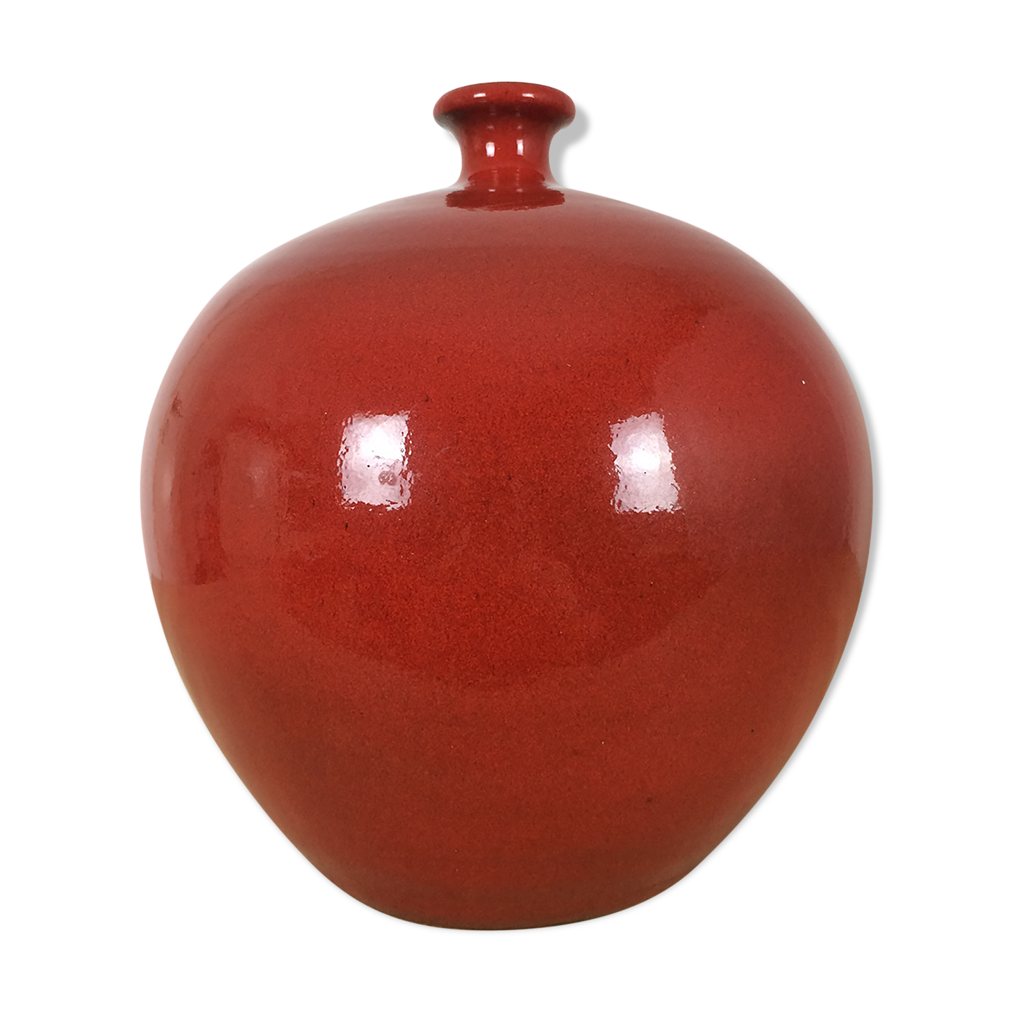 Vase red ceramic ball 25 x 22 cm