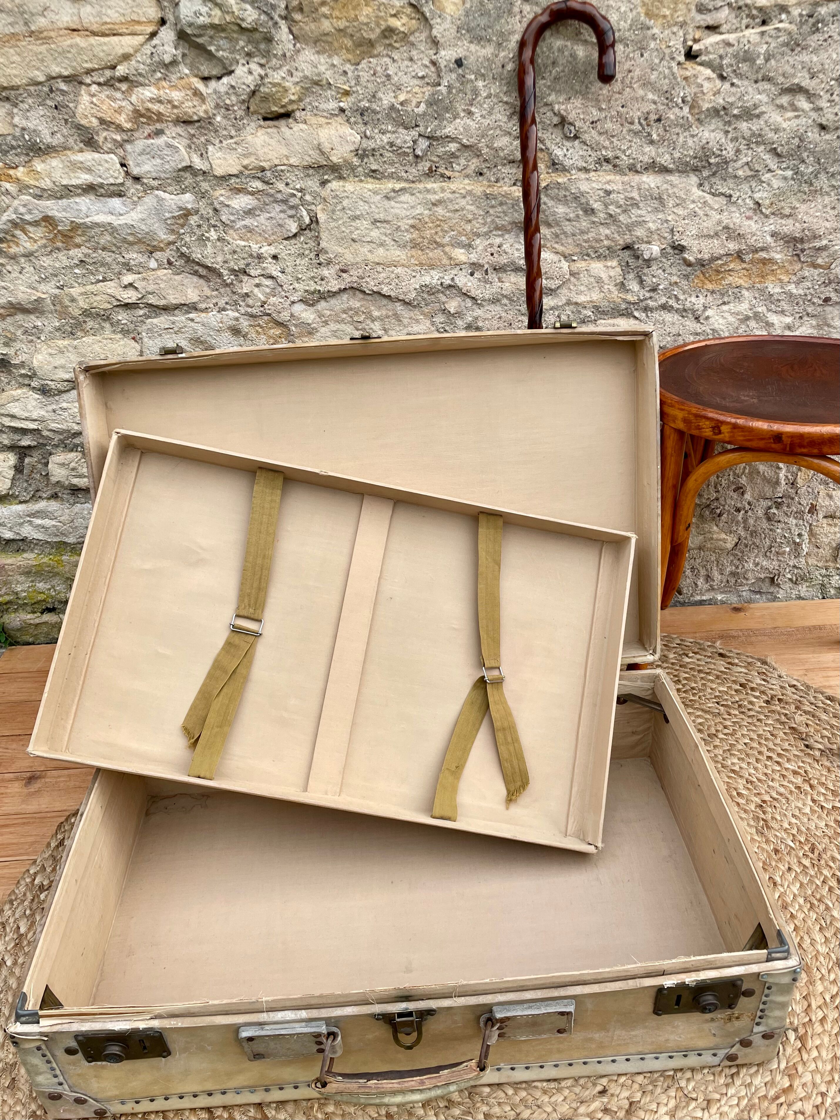 Old wood and leather suitcase