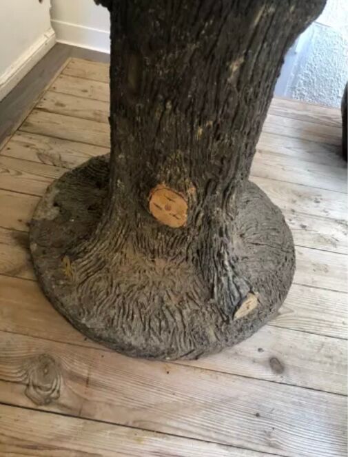 Garden table faux wood rock style