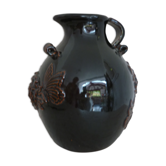 Dark brown ceramic potiche