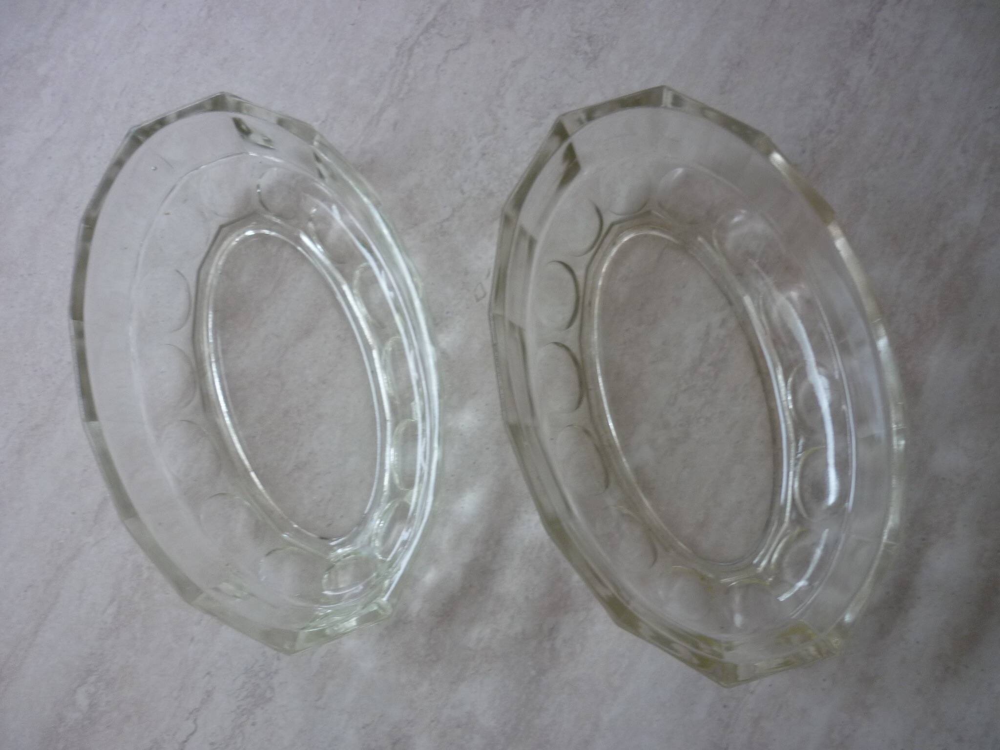 Pair of large old art deco glass ramekins