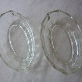 Paire de grands ramequins en verre art déco anciens