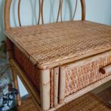 Table de chevet en rotin vintage 60'