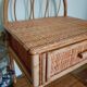 60' vintage rattan bedside table