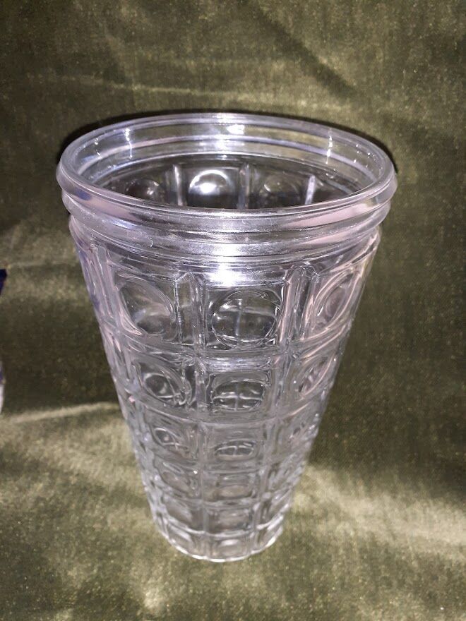 Transparent glass vase, vintage geometric patterns 1960/1970