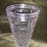 Transparent glass vase, vintage geometric patterns 1960/1970
