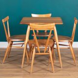 Retro Ercol Elm Blonde Model 395 Breakfast Table & Four 392 Windsor Stacking Chairs