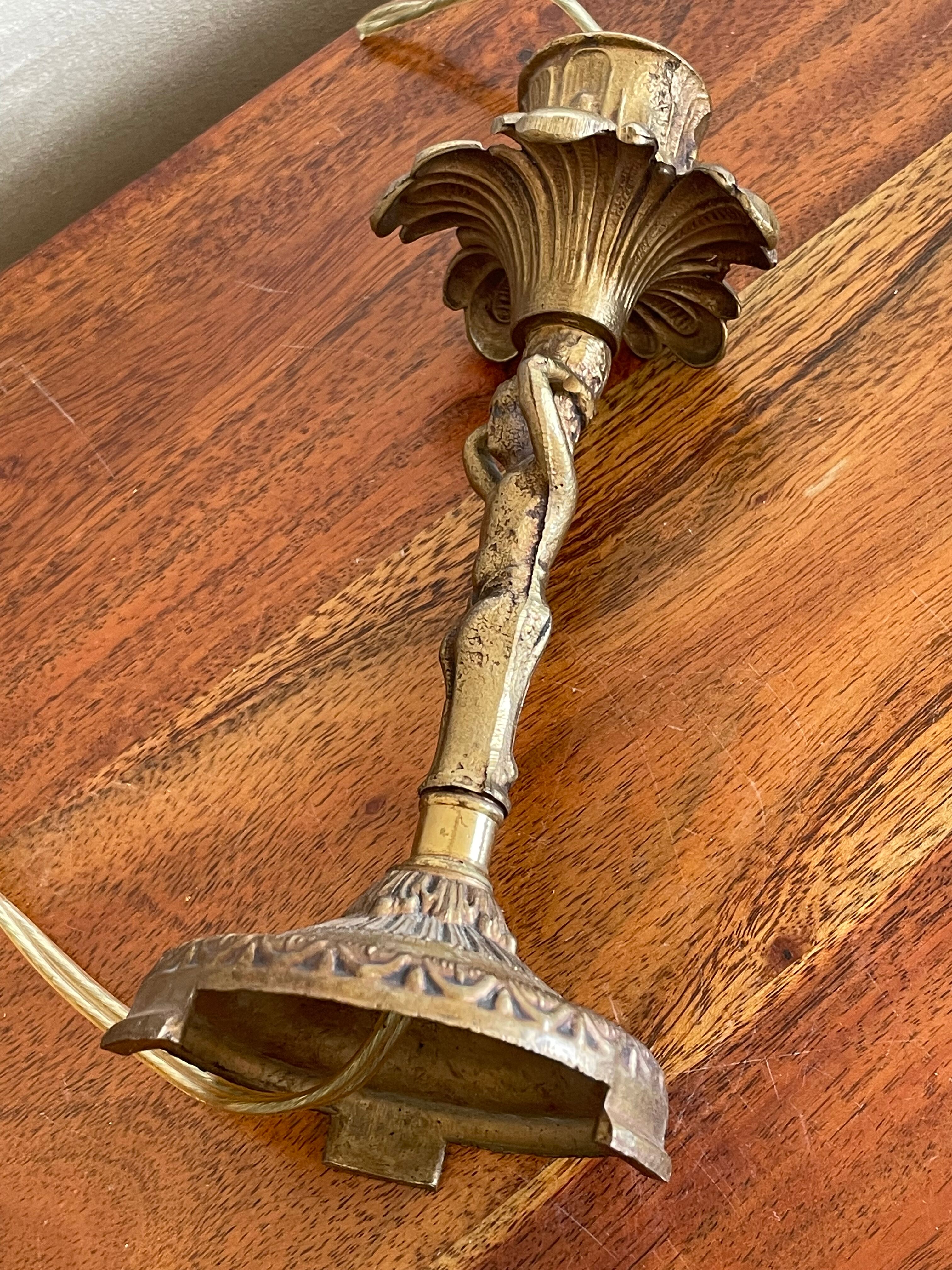 Electrified bronze candle holder