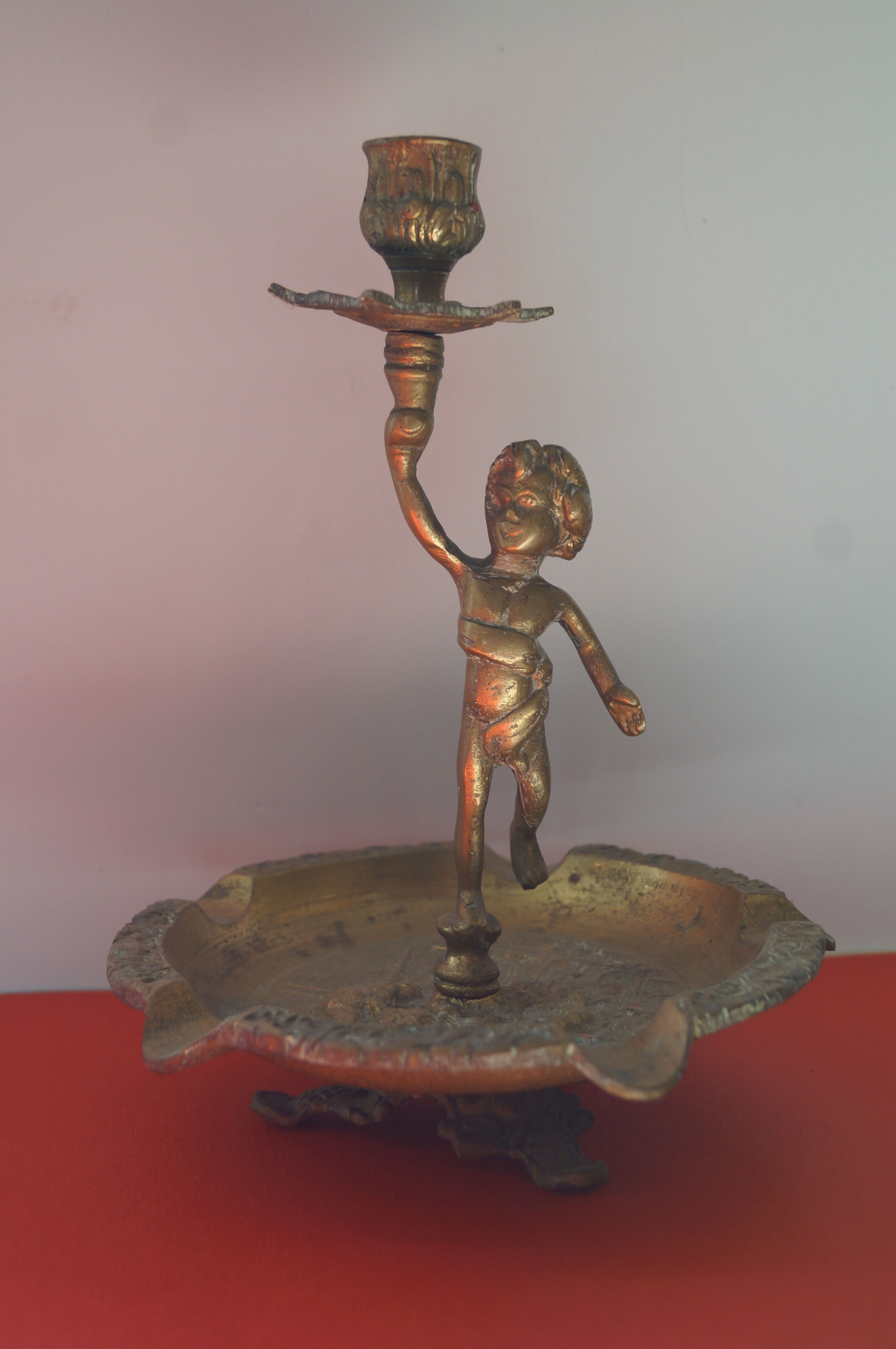 Brass angel candle holder