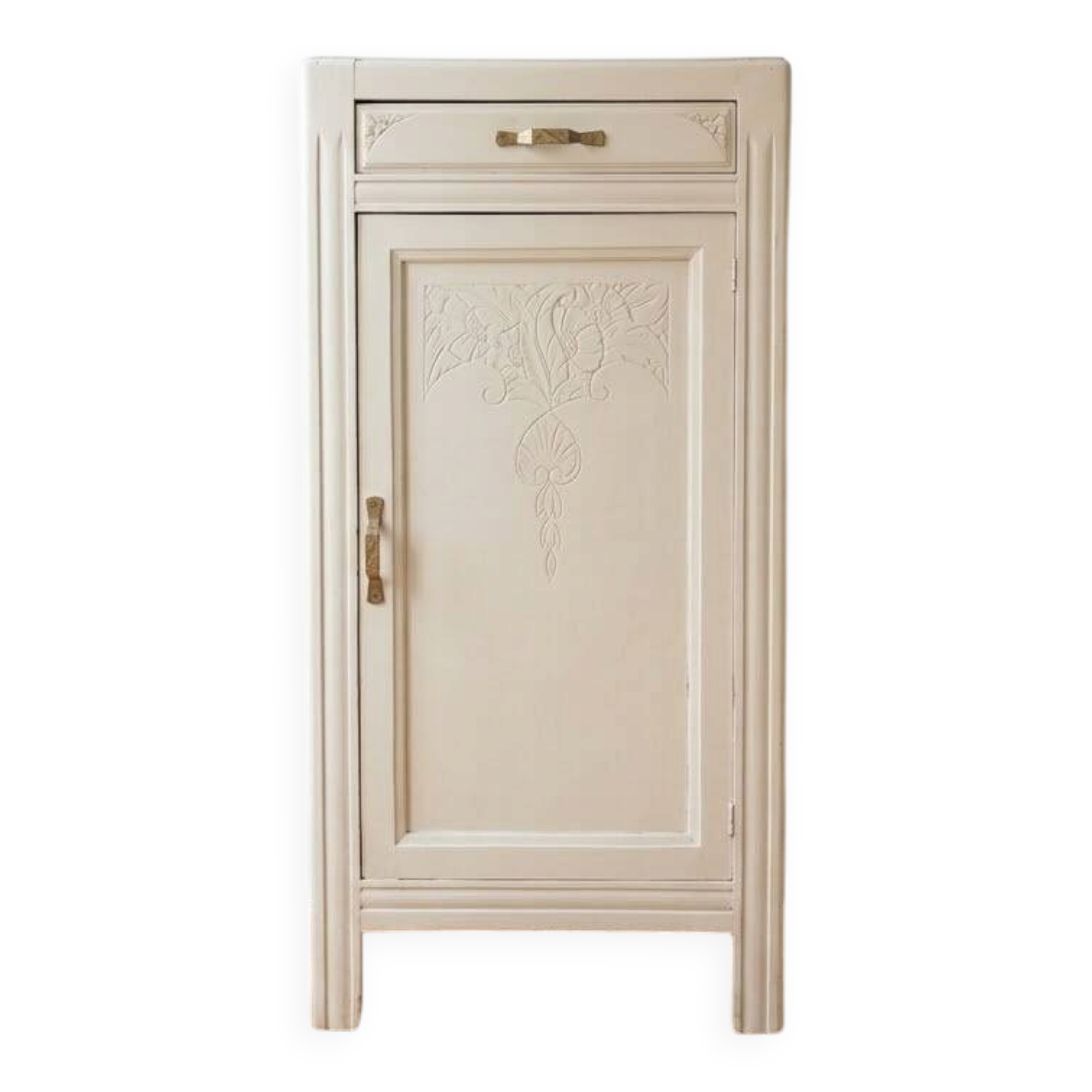 Art Deco wardrobe set: small beige wood (L 61 cm × H 126 cm × D 40 cm)
