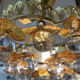Murano ceiling light yellow flowers and glass balls 1970