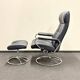 Chaise Stressless Ekornes avec pouf - Cadre chromé (années 1970) (prix pour une)