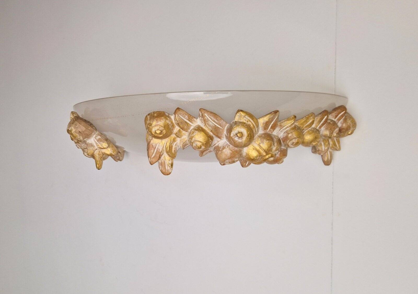 Vintage Bowl Wall Lamps in Goldleaf Murano Glass, Italy, 1970s, Set of 2