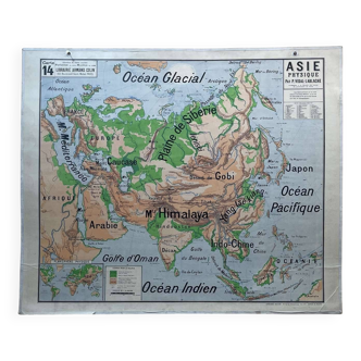 School geographic map of physical asia n°14 by vidal lablache