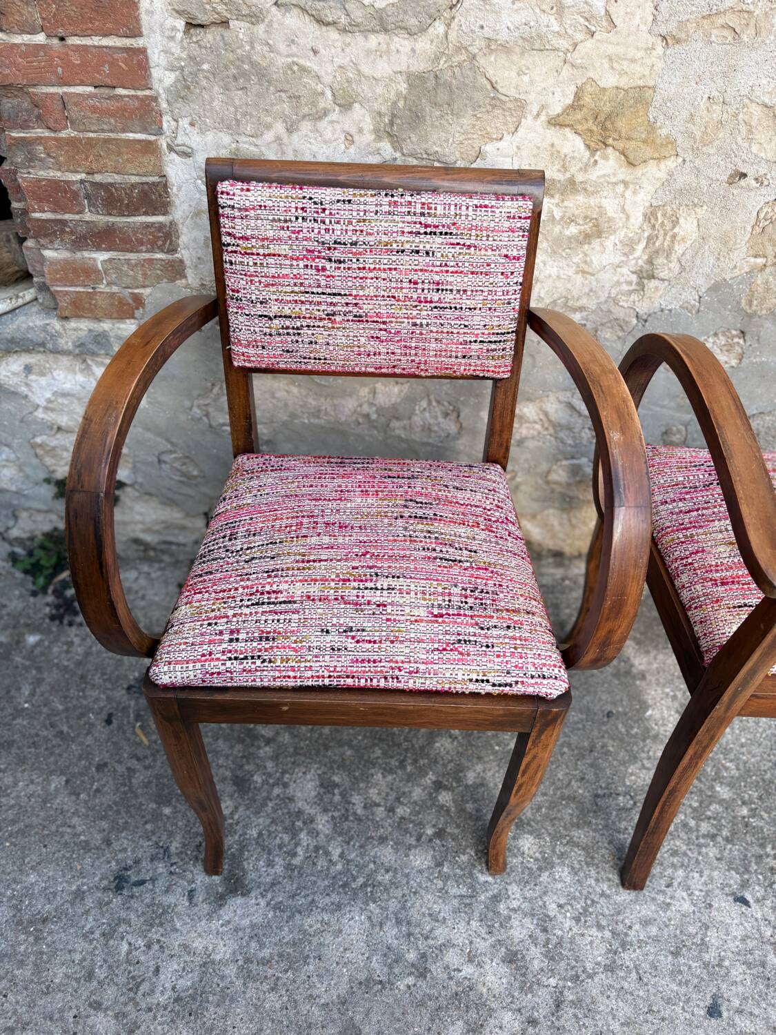 Pair of 1960s bridge chairs in Nobilis fabric