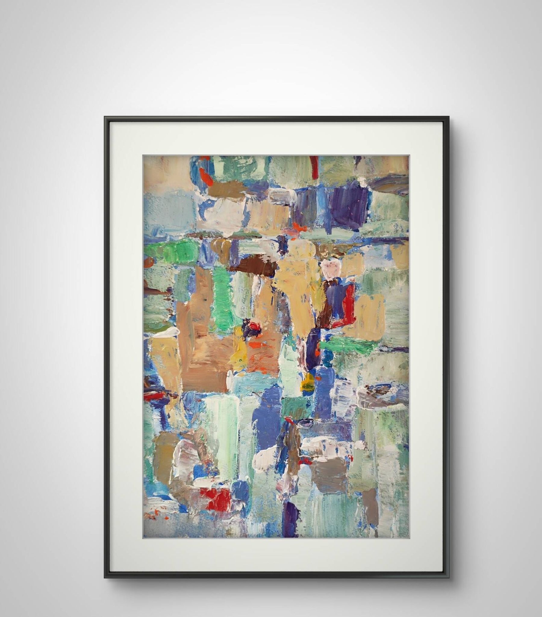 Peinture original Art abstrait technique mixte sur papier