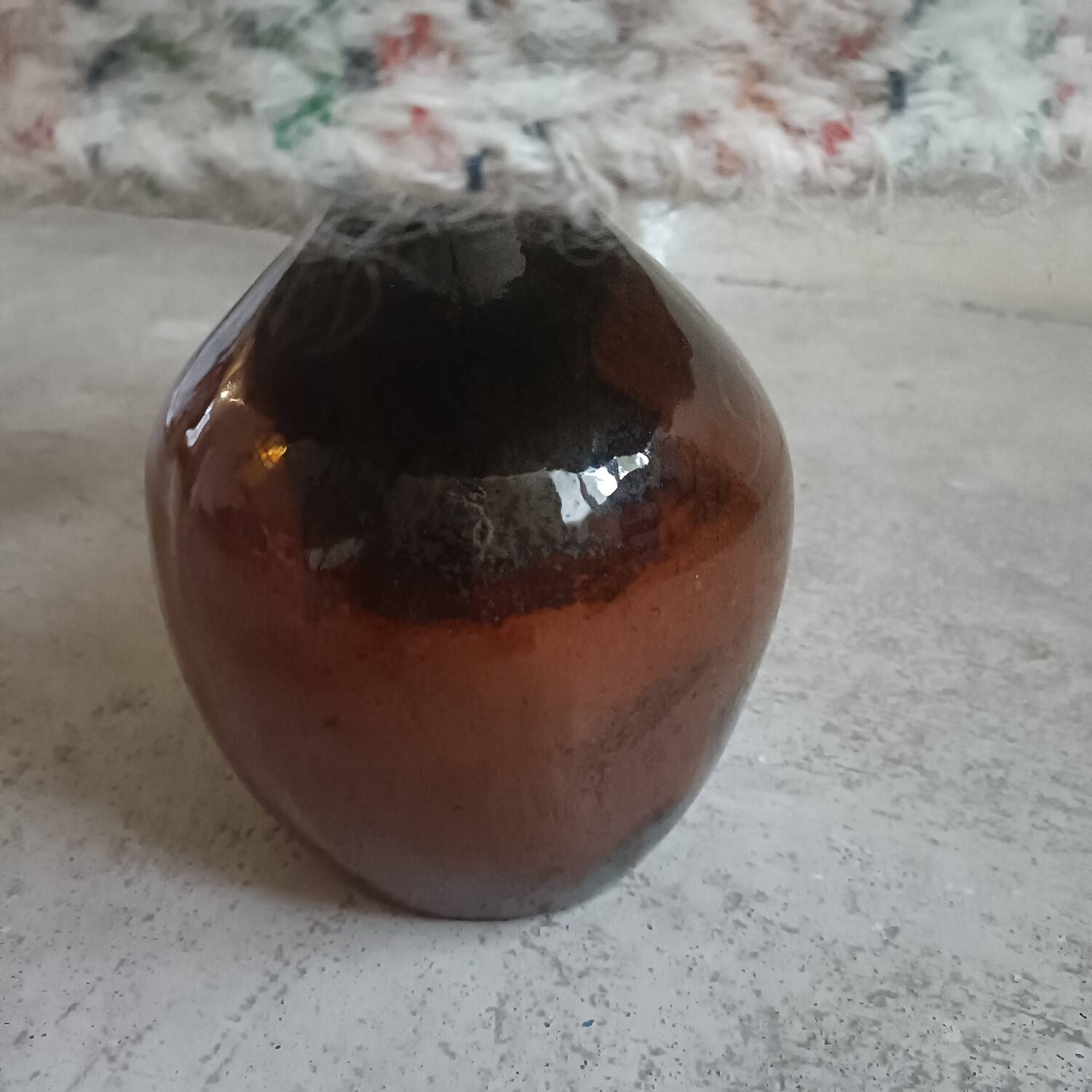 Ceramic and wool lamp, signature