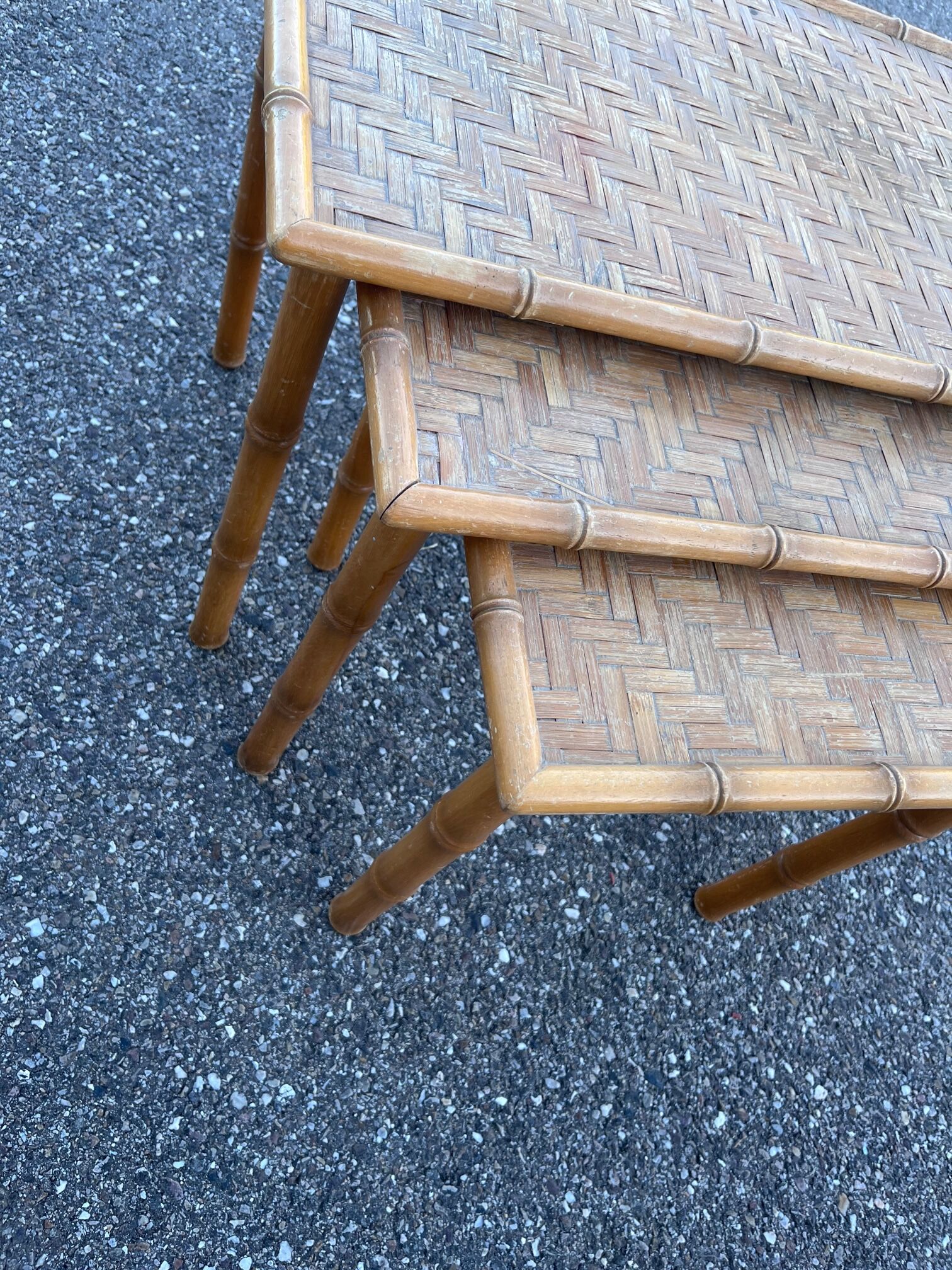 trundle table in wicker and bamboo