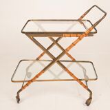 Cesare Lacca Cart in Faux Bamboo and Brass, 1950